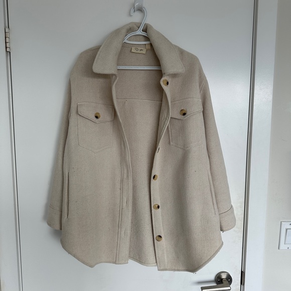 Cream Wool Oversized Shacket Size M - Picture 2 of 4
